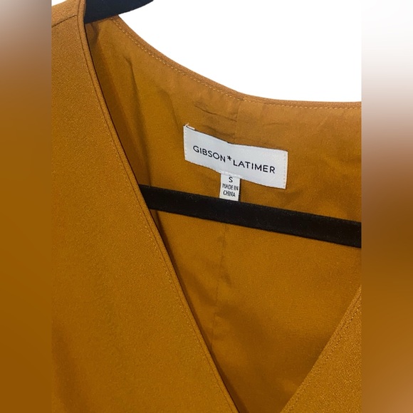 GIBSON LATIMER | Faux Wrap Dress | Size Small | Mustard Color - Picture 3 of 6